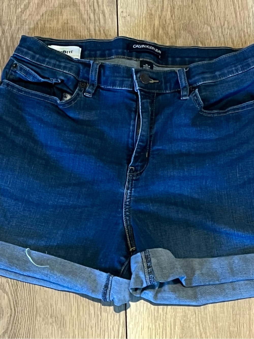 Calvin Klein Jeans Blue Rolled-Hem Denim Shorts
